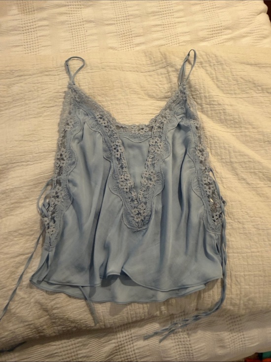 Intimately By Free People Other - Delicate Lace-Trim Light Blue Camisole with Adjustable Straps